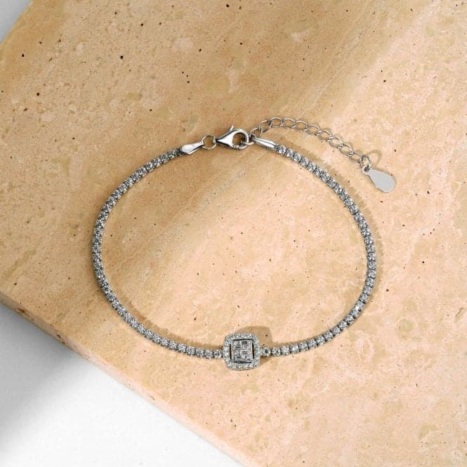 Sterling Silver Rhodium Plated Zirconia Bracelet ERLB038Ellie Rose LondonERLB038