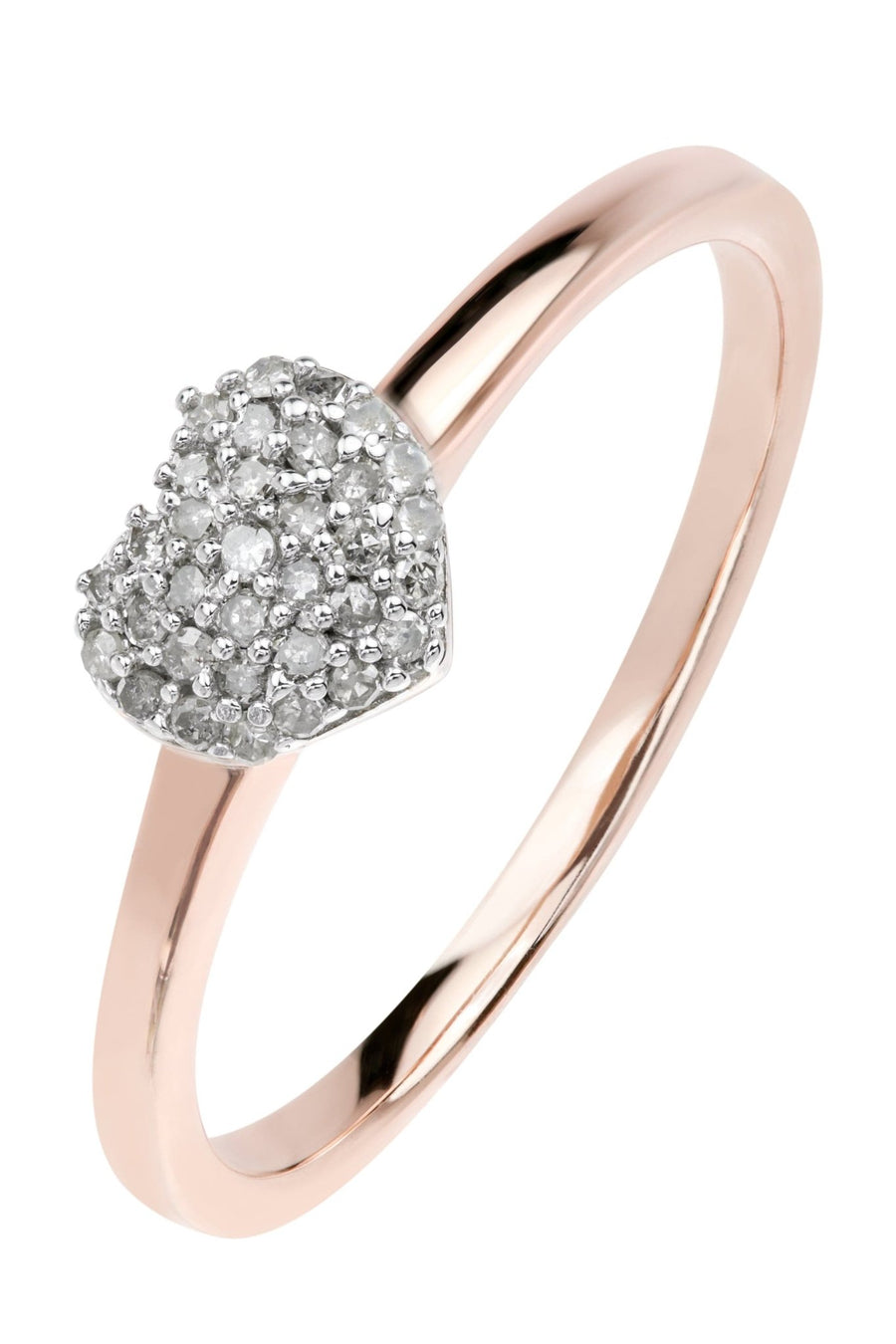 Sterling Silver Rose Gold Plated 0.10ct Diamond Heart Cluster RingThe Fine CollectiveBA0070265 - J