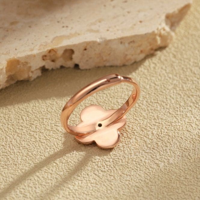 Sterling Silver Rose Gold Plated Adjustable Red Lucky 4 Leaf Ring ERLR006Ellie Rose LondonERLR006