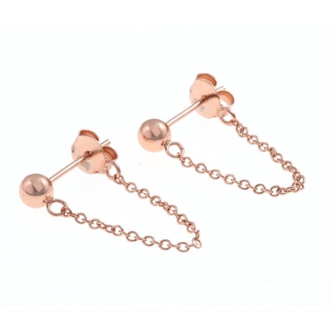 Sterling Silver Rose Gold Plated Ball Chain Stud Earrings ERLE018Ellie Rose LondonERLE018