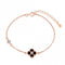 Sterling Silver Rose Gold Plated Black Lucky 4 Leaf Bracelet ERLB042Ellie Rose LondonERLB042