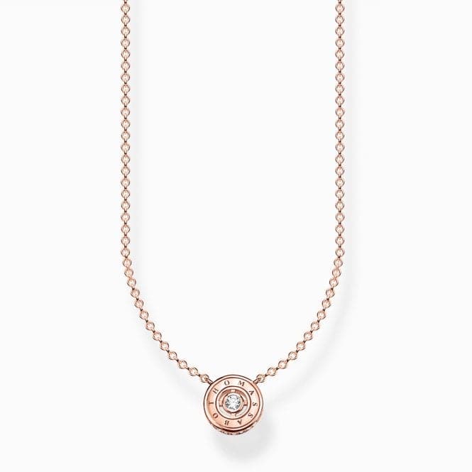 Sterling Silver Rose Gold Plated Circle White Stone Necklace KE1881 - 416 - 14Thomas Sabo Sterling SilverKE1881 - 416 - 14