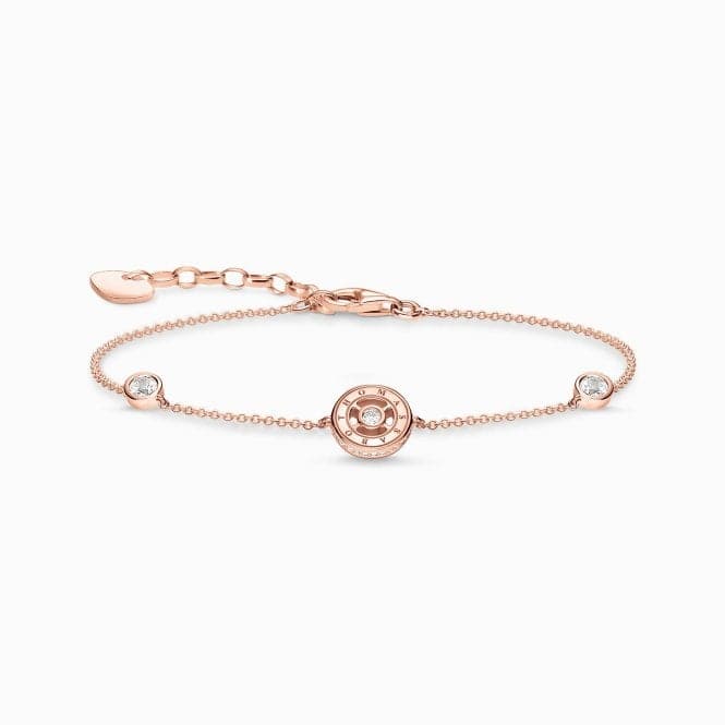 Sterling Silver Rose Gold Plated Circle White Stones Bracelet A1882 - 416 - 14Thomas Sabo Sterling SilverA1882 - 416 - 14
