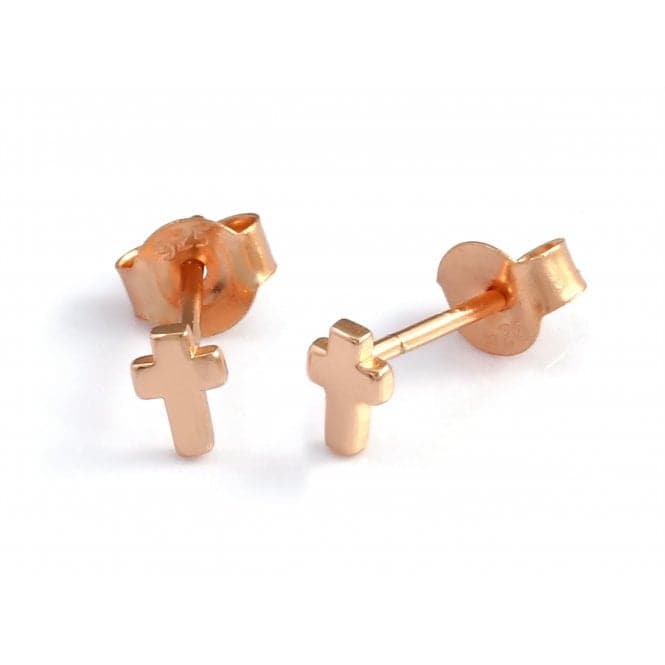 Sterling Silver Rose Gold Plated Cross Stud EarringsEllie Rose LondonERLE070