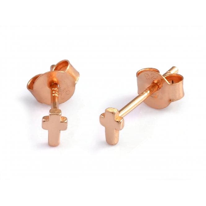 Sterling Silver Rose Gold Plated Cross Stud EarringsEllie Rose LondonERLE070