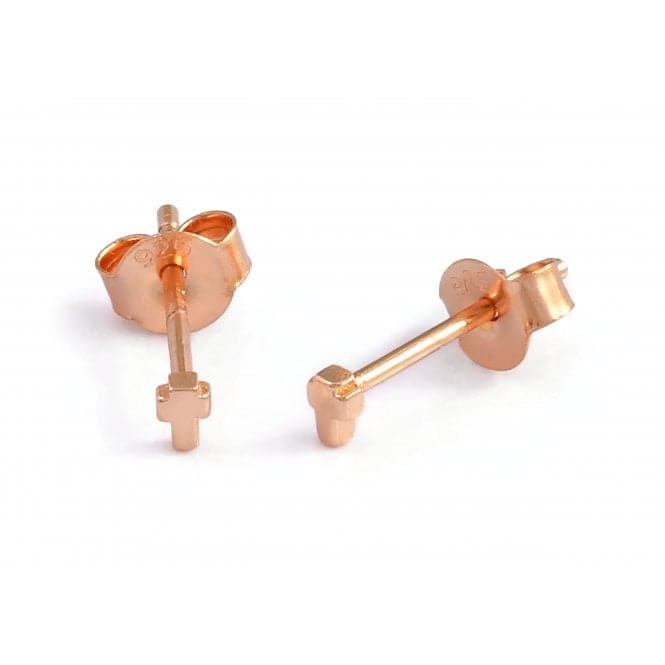 Sterling Silver Rose Gold Plated Cross Stud EarringsEllie Rose LondonERLE070