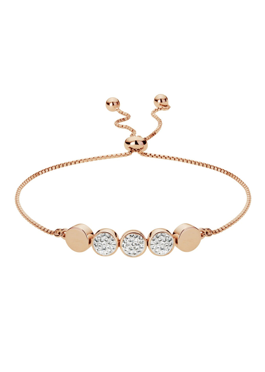 Sterling Silver Rose Gold Plated Crystal Adjustable BraceletThe Fine CollectiveBA0056393