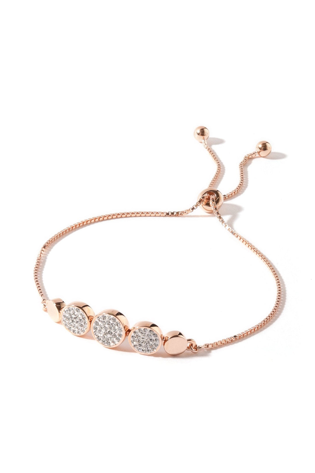 Sterling Silver Rose Gold Plated Crystal Adjustable Friendship BraceletThe Fine CollectiveBA0051419