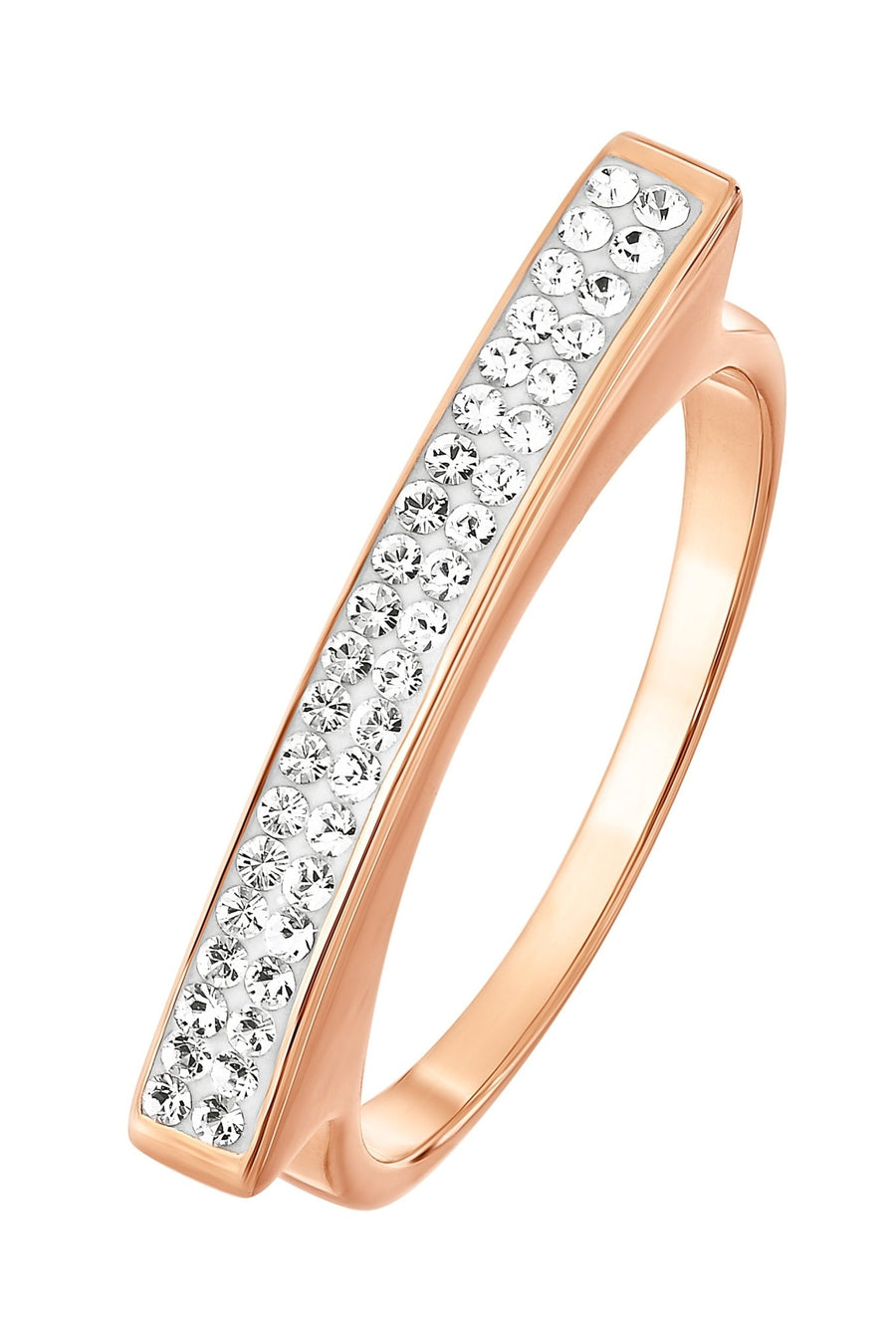 Sterling Silver Rose Gold Plated Crystal Bar RingThe Fine CollectiveBA0039566 - L