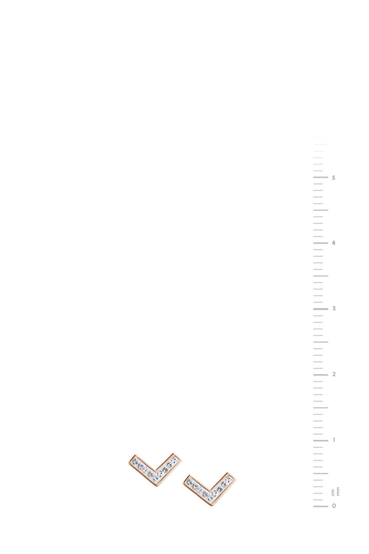 Sterling Silver Rose Gold Plated Crystal Chevron Stud EarringsThe Fine CollectiveBA0064107