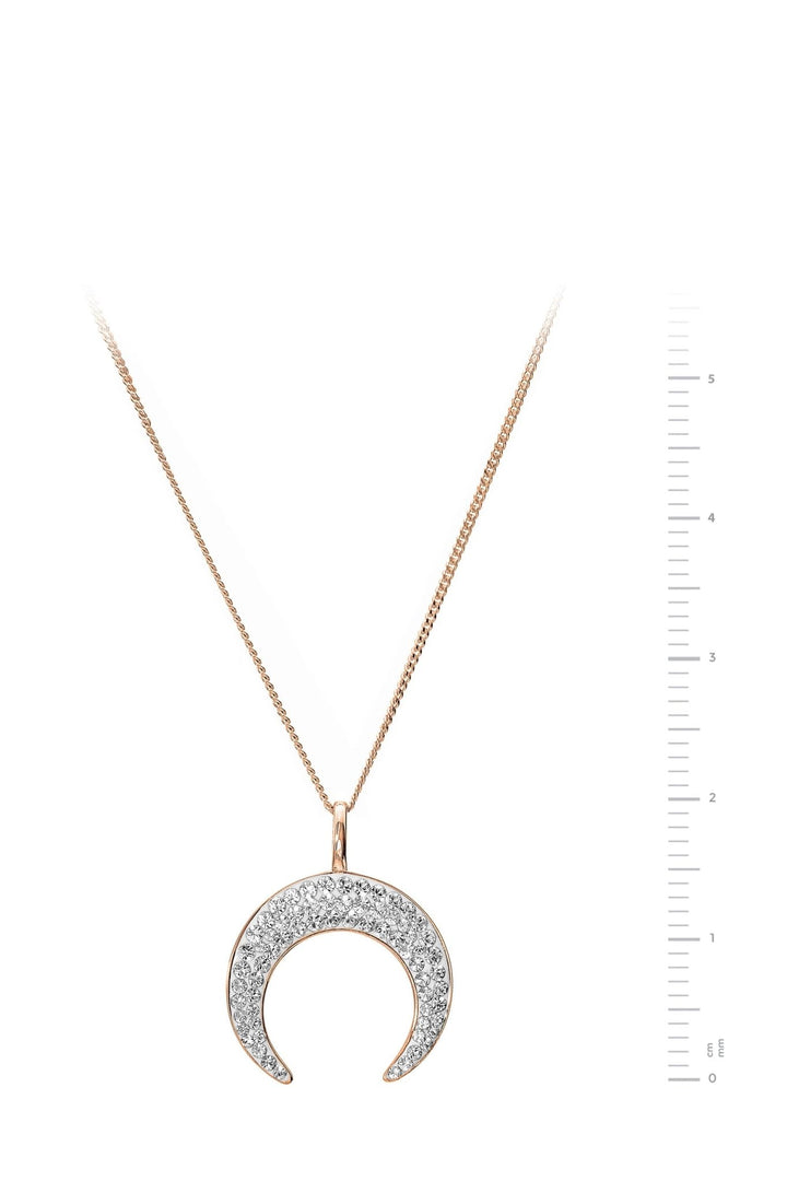 Sterling Silver Rose Gold Plated Crystal Crescent Moon PendantThe Fine CollectiveBA0064108