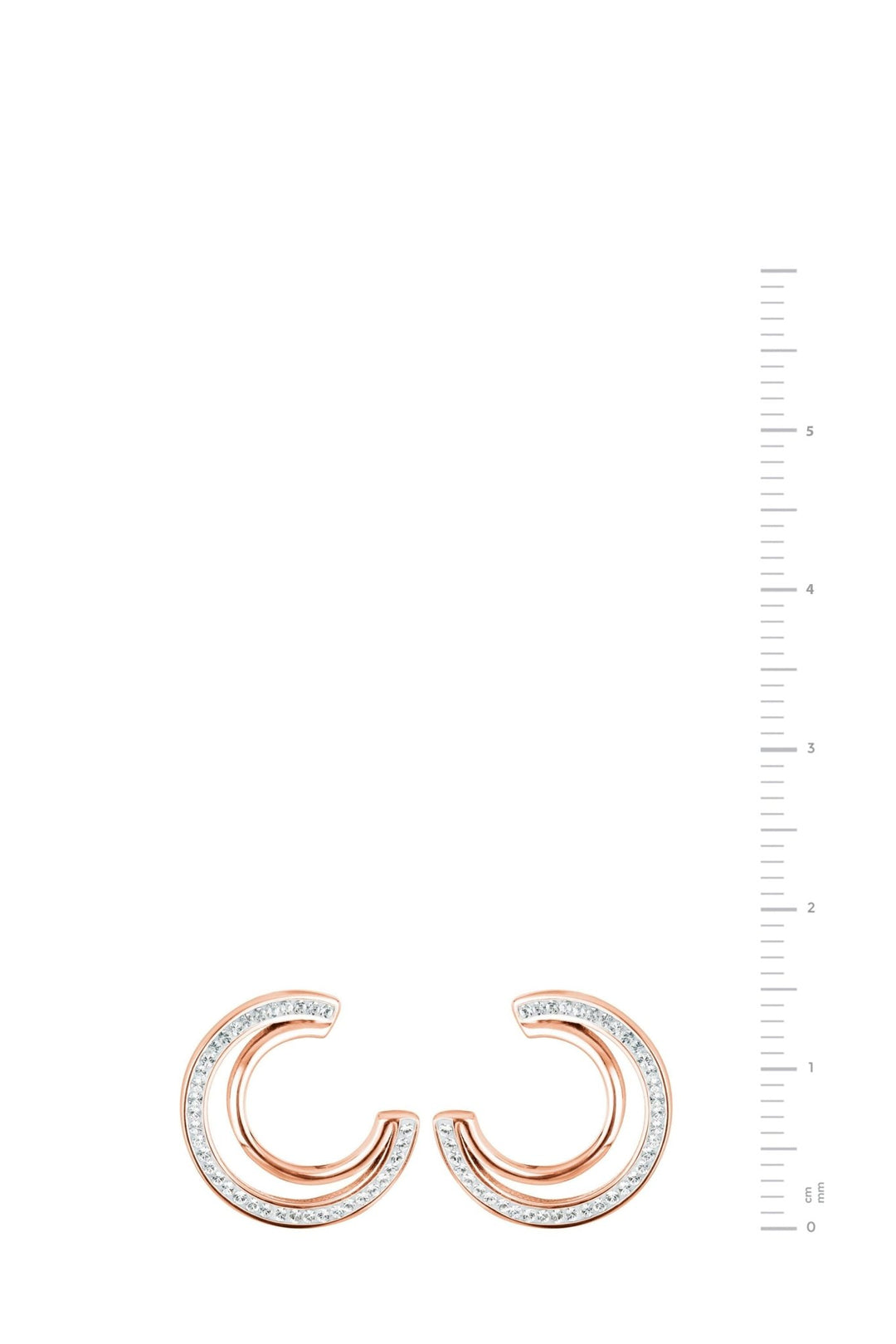 Sterling Silver Rose Gold Plated Crystal Double Crescent Stud EarringsThe Fine CollectiveBA0064095