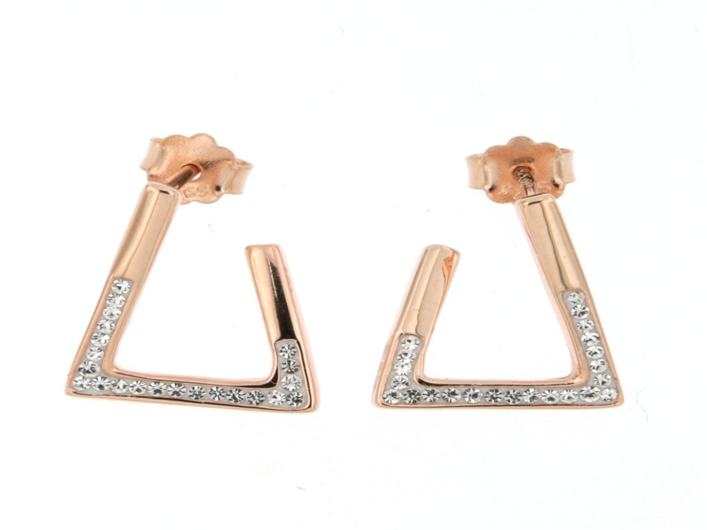 Sterling Silver Rose Gold Plated Crystal Fancy Stud EarringsThe Fine CollectiveBA0059000