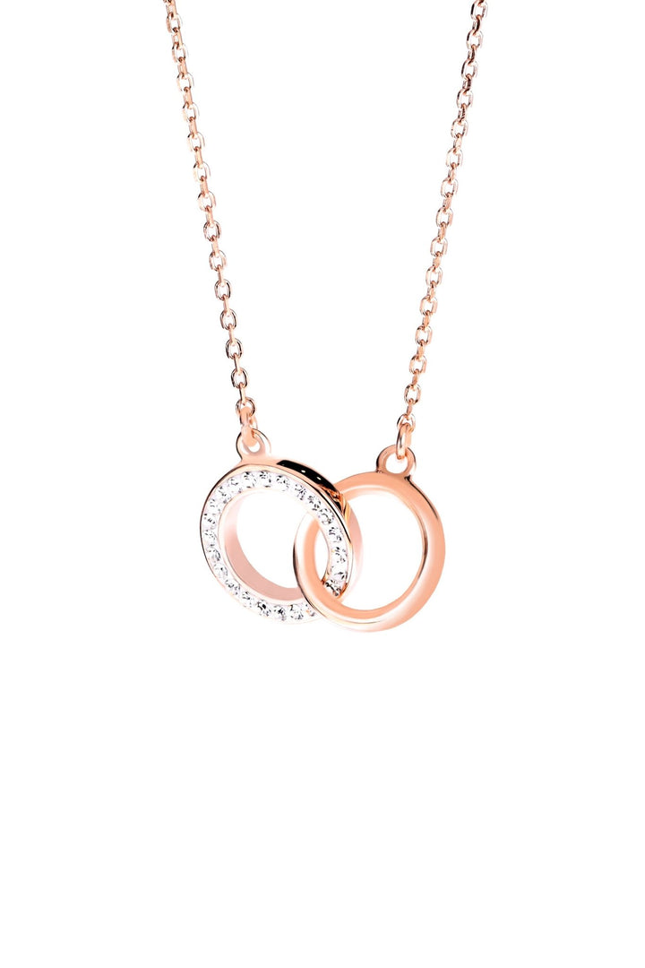 Sterling Silver Rose Gold Plated Crystal Interlocking Circle NecklaceThe Fine CollectiveBA0035127