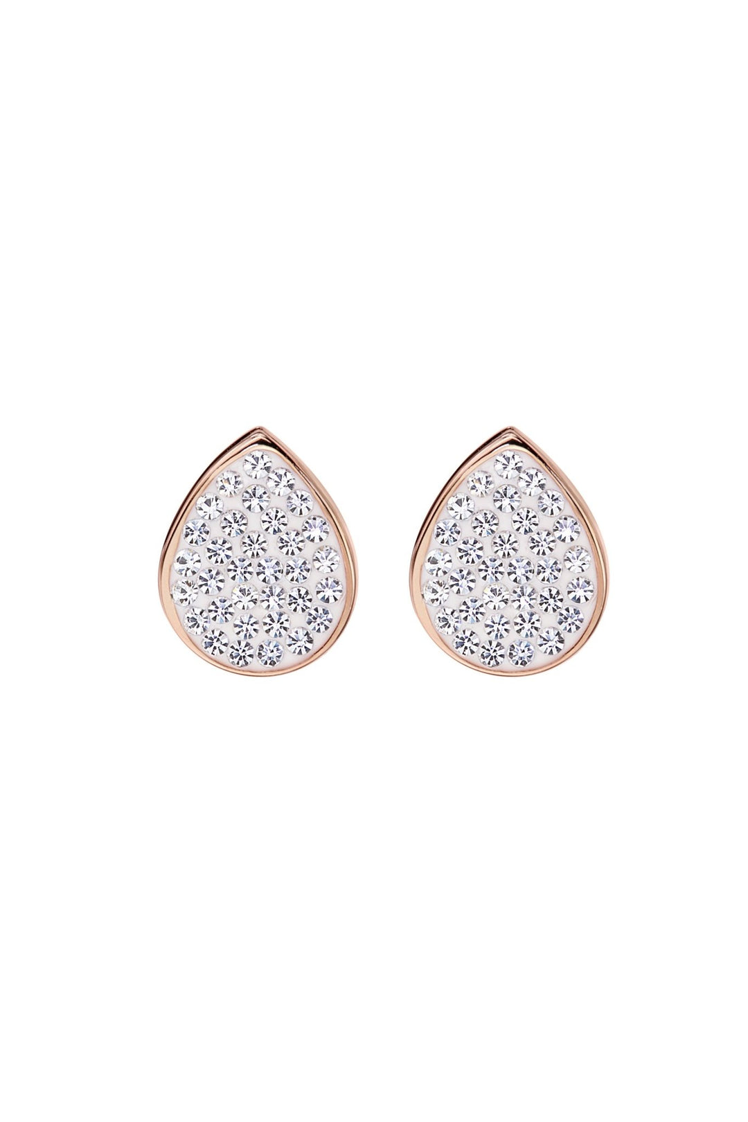 Sterling Silver Rose Gold Plated Crystal Tear Drop Stud Earring & Pendant NecklaceThe Fine CollectiveBA0060722