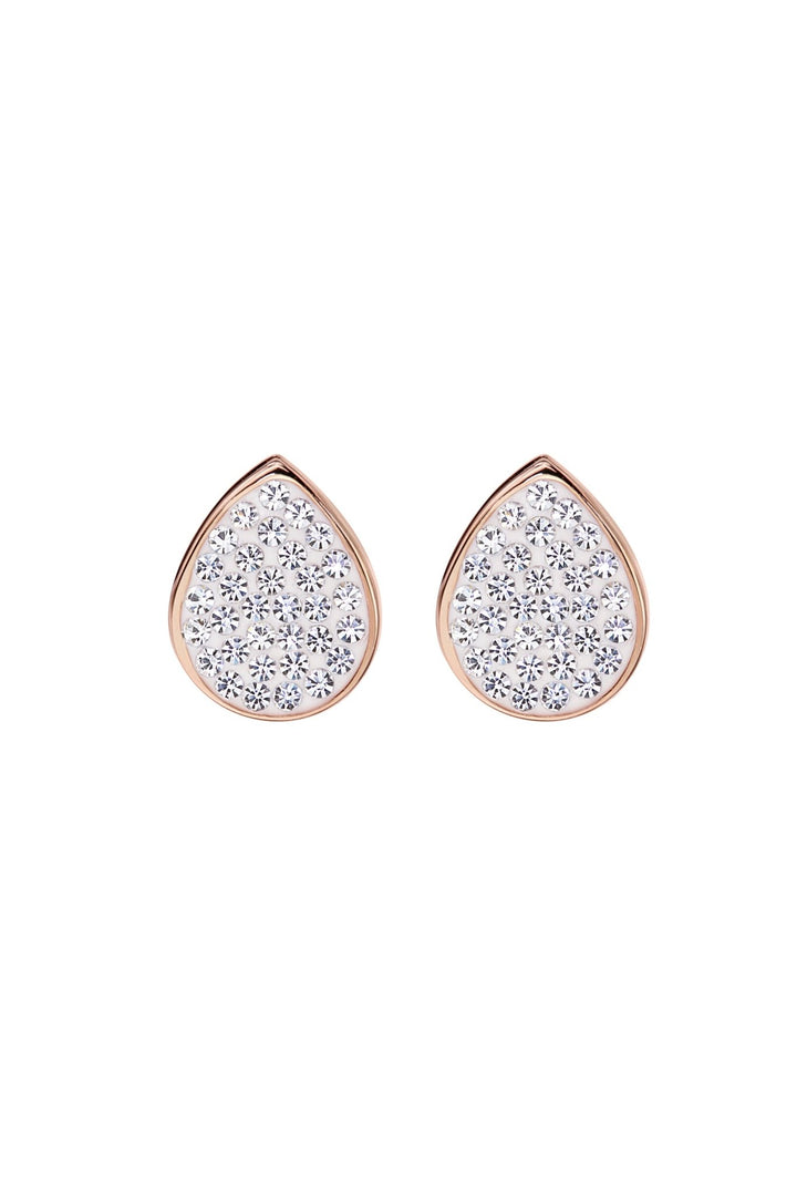 Sterling Silver Rose Gold Plated Crystal Tear Drop Stud Earring & Pendant NecklaceThe Fine CollectiveBA0060722