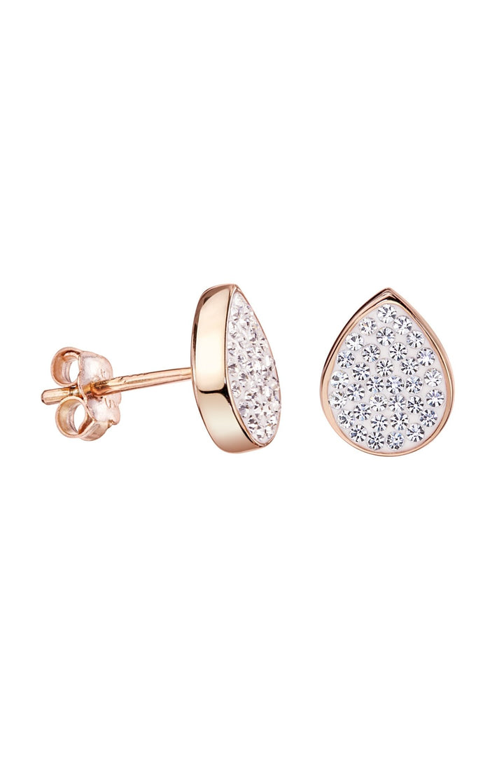 Sterling Silver Rose Gold Plated Crystal Tear Drop Stud Earring & Pendant NecklaceThe Fine CollectiveBA0060722