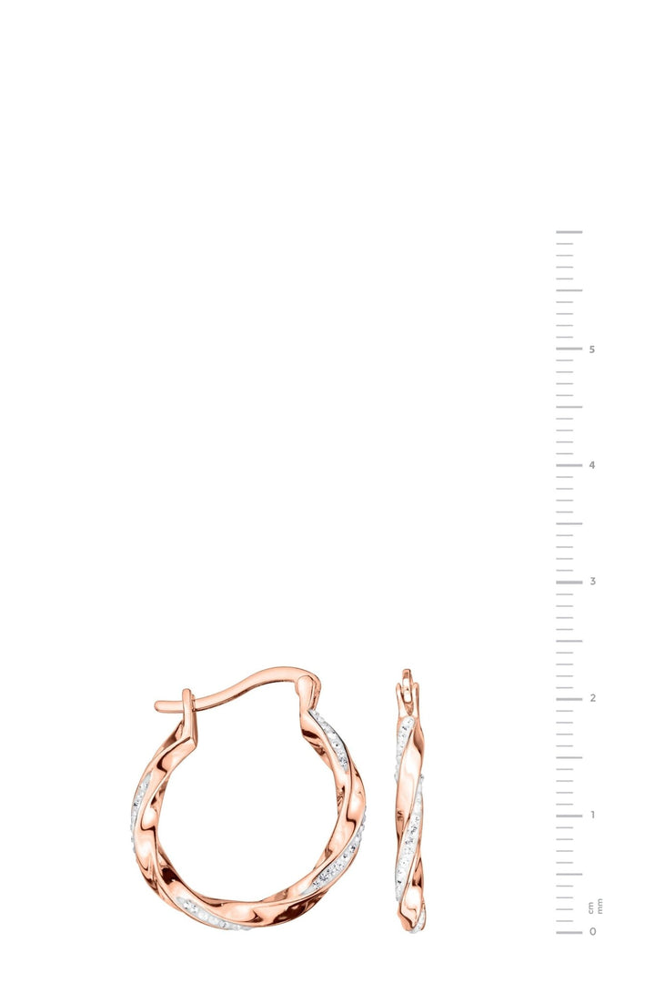 Sterling Silver Rose Gold Plated Crystal Twist 20mm Hoop EarringsThe Fine CollectiveBA0064113