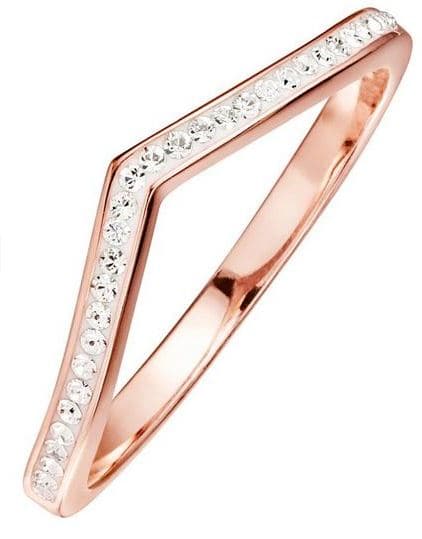 Sterling Silver Rose Gold Plated Crystal Wishbone RingThe Fine CollectiveBA0064043 - L