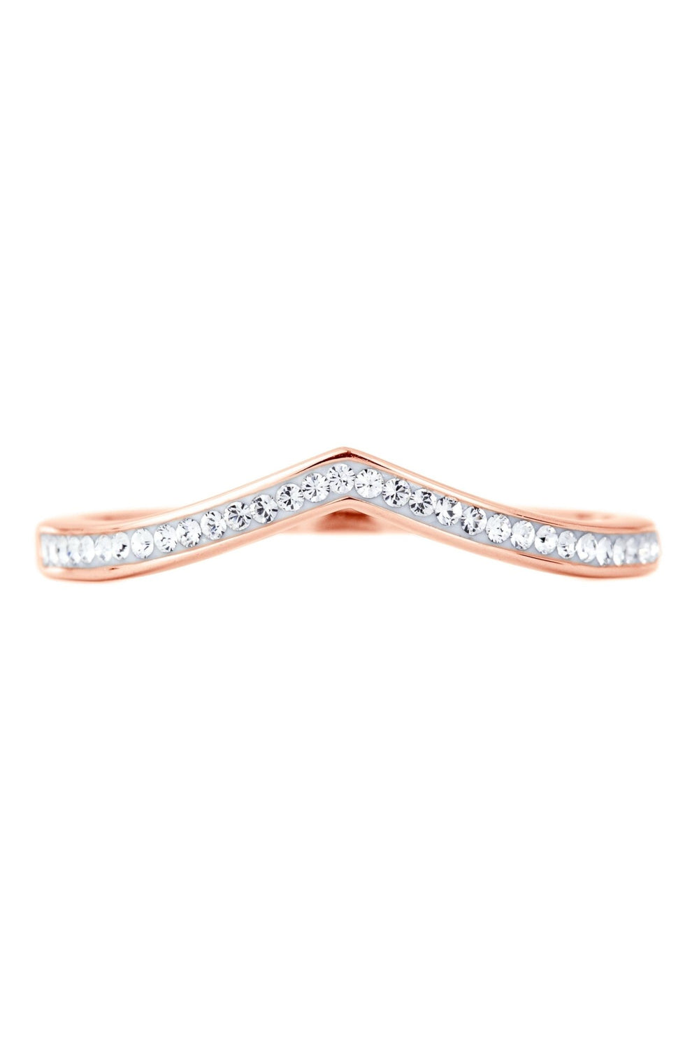 Sterling Silver Rose Gold Plated Crystal Wishbone RingThe Fine CollectiveBA0064043 - L