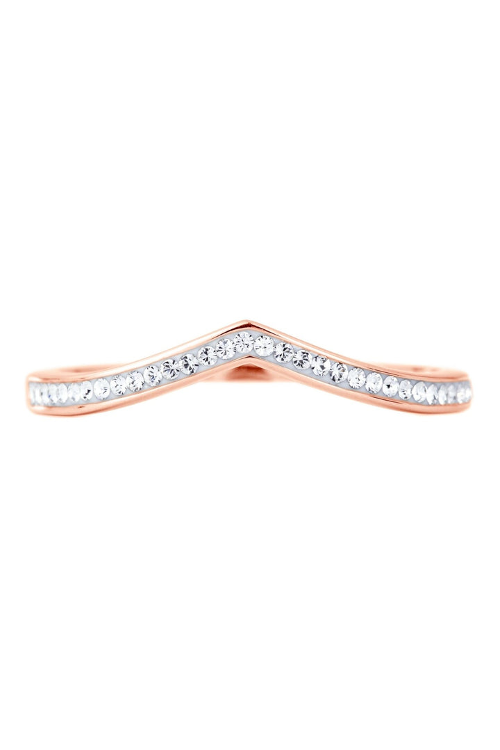 Sterling Silver Rose Gold Plated Crystal Wishbone RingThe Fine CollectiveBA0064043 - L