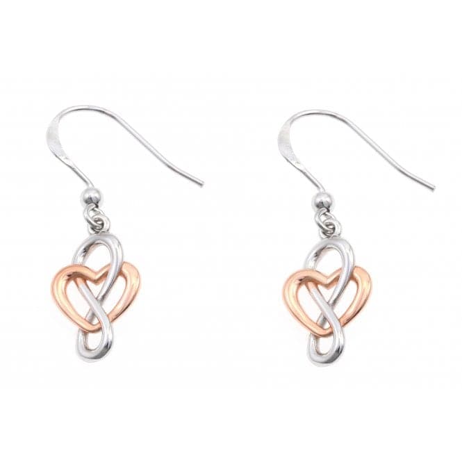 Sterling Silver Rose Gold Plated Infinity Heart Dropper Earrings ERLE015Ellie Rose LondonERLE015