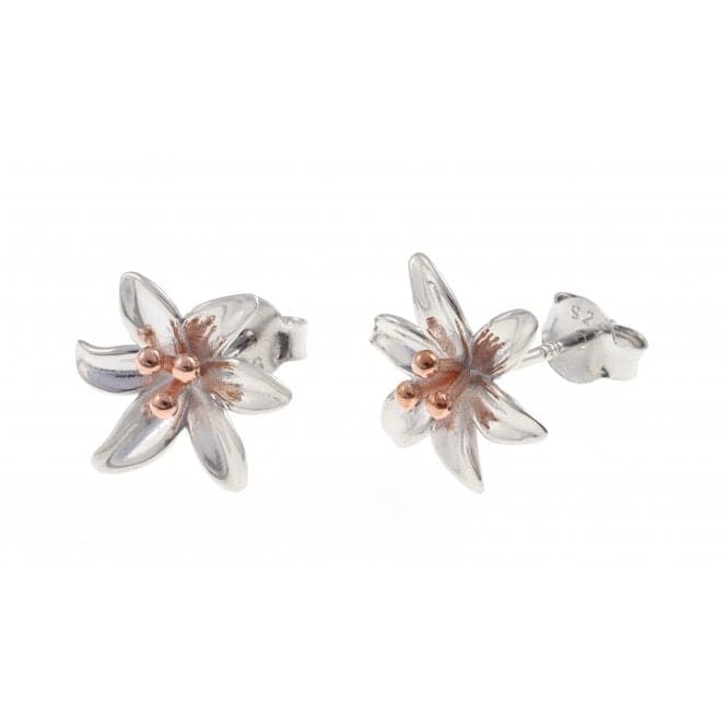 Sterling Silver Rose Gold Plated Lily Stud Earrings ERLE012Ellie Rose LondonERLE012