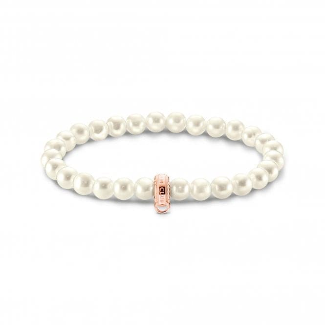 Sterling Silver Rose Gold Plated Pearl White Bracelet X0284 - 428 - 14Thomas Sabo Charm ClubX0284 - 428 - 14 - L15