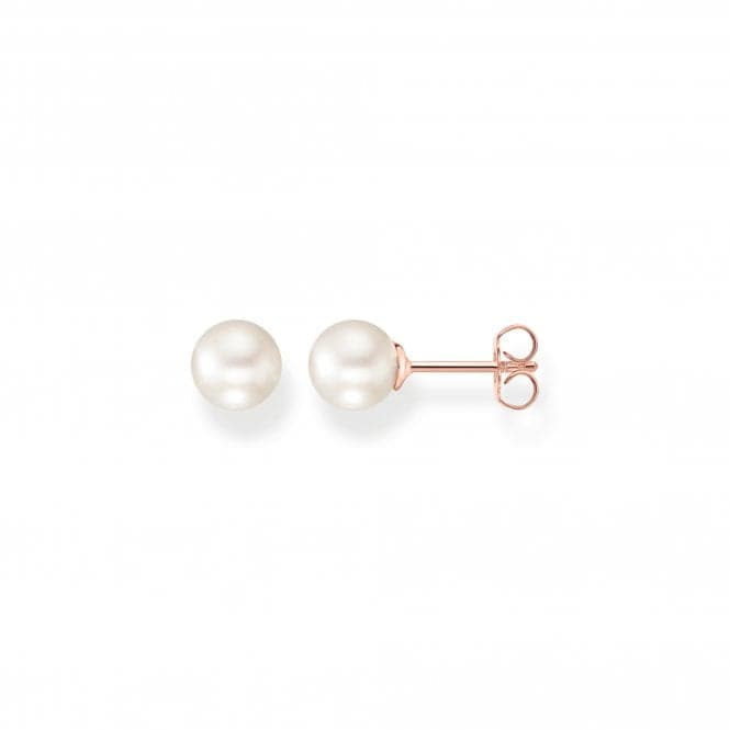 Sterling Silver Rose Gold Plated Pearl White Earrings H1430 - 428 - 14Thomas Sabo Sterling SilverH1430 - 428 - 14