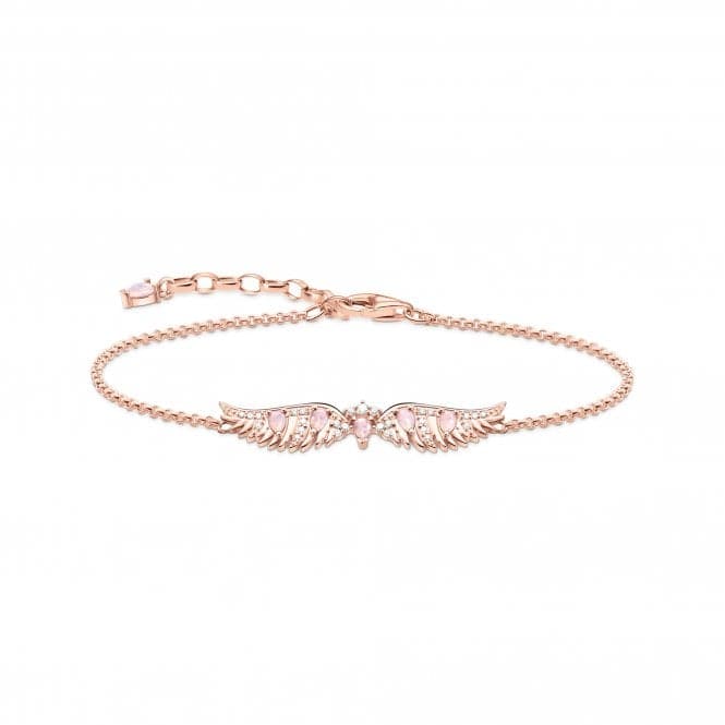 Sterling Silver Rose Gold Plated Pink Stones Phoenix Wing Bracelet A2069 - 323 - 9 - L19VThomas Sabo Sterling SilverA2069 - 323 - 9