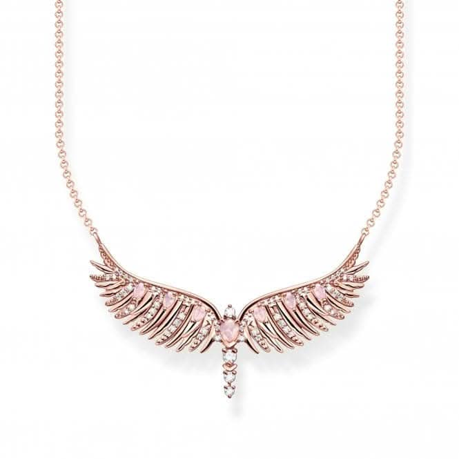 Sterling Silver Rose Gold Plated Pink Stones Phoenix Wing Necklace KE2167 - 323 - 9 - L45VThomas Sabo Sterling SilverKE2167 - 323 - 9