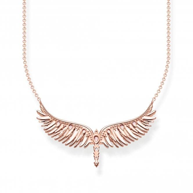 Sterling Silver Rose Gold Plated Pink Stones Phoenix Wing Necklace KE2167 - 323 - 9 - L45VThomas Sabo Sterling SilverKE2167 - 323 - 9