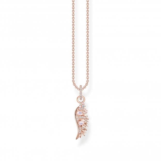 Sterling Silver Rose Gold Plated Pink Stones Phoenix Wing Necklace KE2168 - 323 - 9 - L45VThomas Sabo Sterling SilverKE2168 - 323 - 9