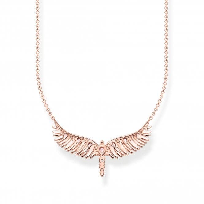 Sterling Silver Rose Gold Plated Pink Stones Phoenix Wing Necklace KE2169 - 323 - 9 - L45VThomas Sabo Sterling SilverKE2169 - 323 - 9