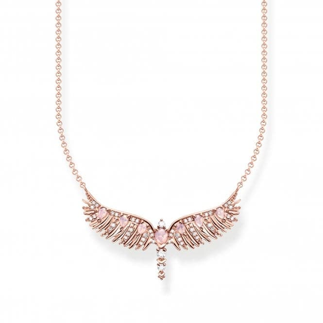 Sterling Silver Rose Gold Plated Pink Stones Phoenix Wing Necklace KE2169 - 323 - 9 - L45VThomas Sabo Sterling SilverKE2169 - 323 - 9