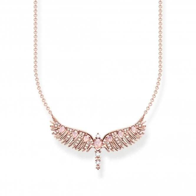 Sterling Silver Rose Gold Plated Pink Stones Phoenix Wing Necklace KE2169 - 323 - 9 - L45VThomas Sabo Sterling SilverKE2169 - 323 - 9