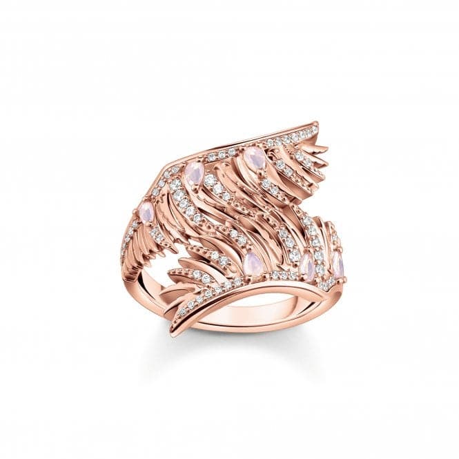 Sterling Silver Rose Gold Plated Pink Stones Phoenix Wing Ring TR2409 - 323 - 9Thomas Sabo Sterling SilverTR2409 - 323 - 9 - 48
