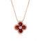 Sterling Silver Rose Gold Plated Red Lucky 4 Leaf Necklace ERLN030Ellie Rose LondonERLN030