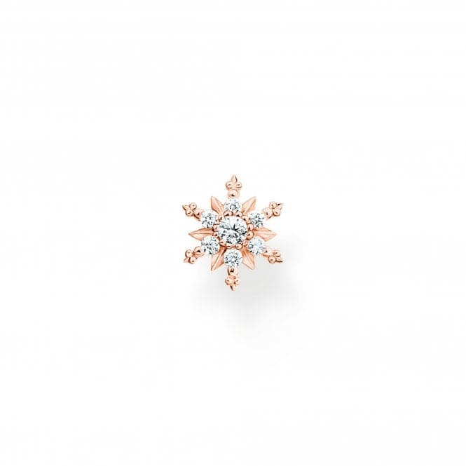 Sterling Silver Rose Gold Plated Snowflake With White Stones Single Earring H2260 - 416 - 14Thomas Sabo Charm Club CharmingH2260 - 416 - 14