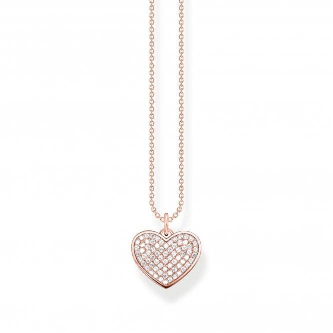 Sterling Silver Rose Gold Plated White Heart Necklace KE2127 - 416 - 14 - L45VThomas Sabo Sterling SilverKE2127 - 416 - 14 - L45V