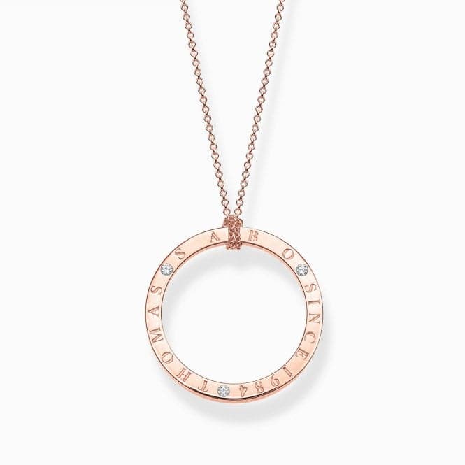 Sterling Silver Rose Gold Plated White Stones Circle Necklace KE1877 - 416 - 14Thomas Sabo Sterling SilverKE1877 - 416 - 14