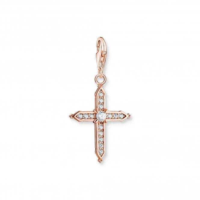 Sterling Silver Rose Gold Plated White Stones Cross Charm 1913 - 416 - 14Thomas Sabo Charm Club1913 - 416 - 14