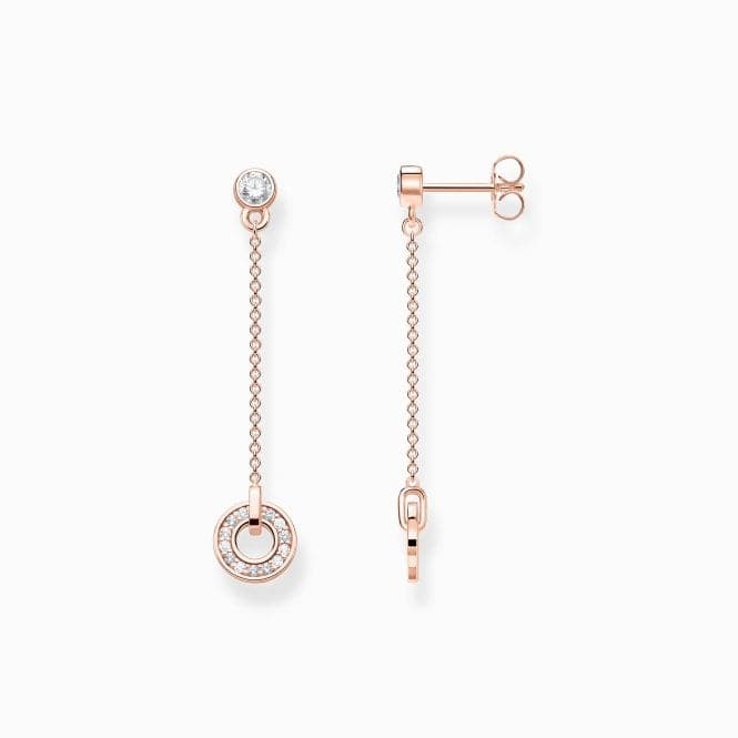 Sterling Silver Rose Gold Plated White Stones Drop Earrings H2063 - 416 - 14Thomas Sabo Sterling SilverH2063 - 416 - 14
