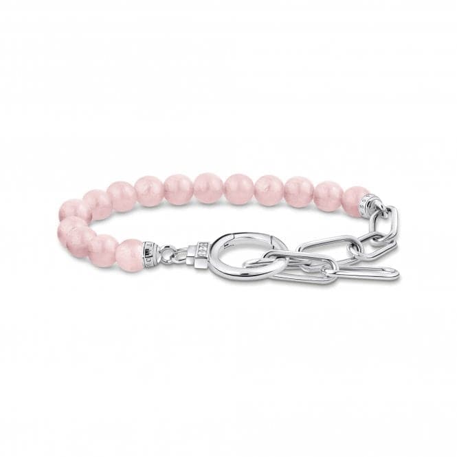 Sterling Silver Rose Quartz Link Chain Elements Bracelet A2134 - 035 - 9Thomas Sabo Sterling SilverA2134 - 035 - 9