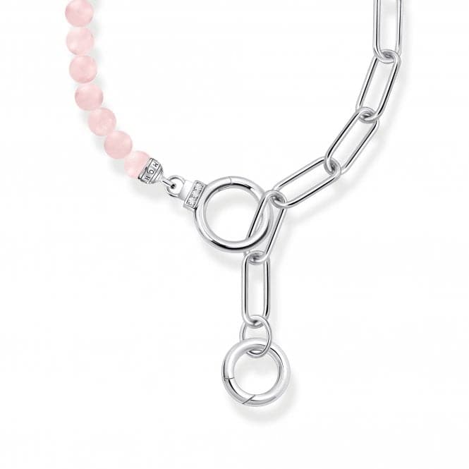 Sterling Silver Rose Quartz Link Chain Elements Necklace KE2193 - 035 - 9Thomas Sabo Sterling SilverKE2193 - 035 - 9