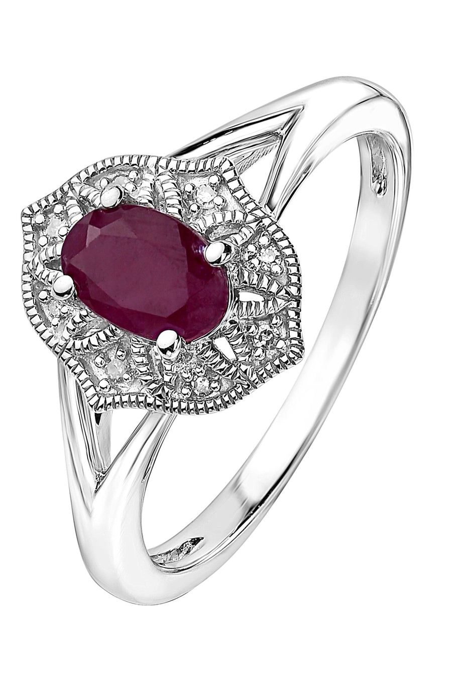 Sterling Silver Ruby and Diamond RingThe Fine CollectiveBA0059121 - K