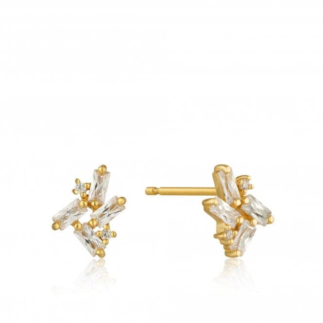Sterling Silver Shiny Gold Plated Cluster Stud Earrings E018 - 05GAnia HaieE018 - 05G