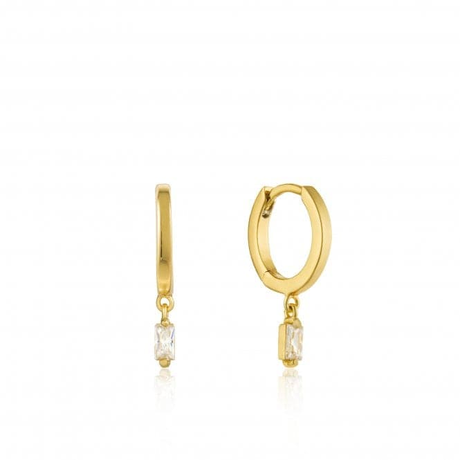 Sterling Silver Shiny Gold Plated Glow Huggie Hoop Earrings E018 - 09GAnia HaieE018 - 09G
