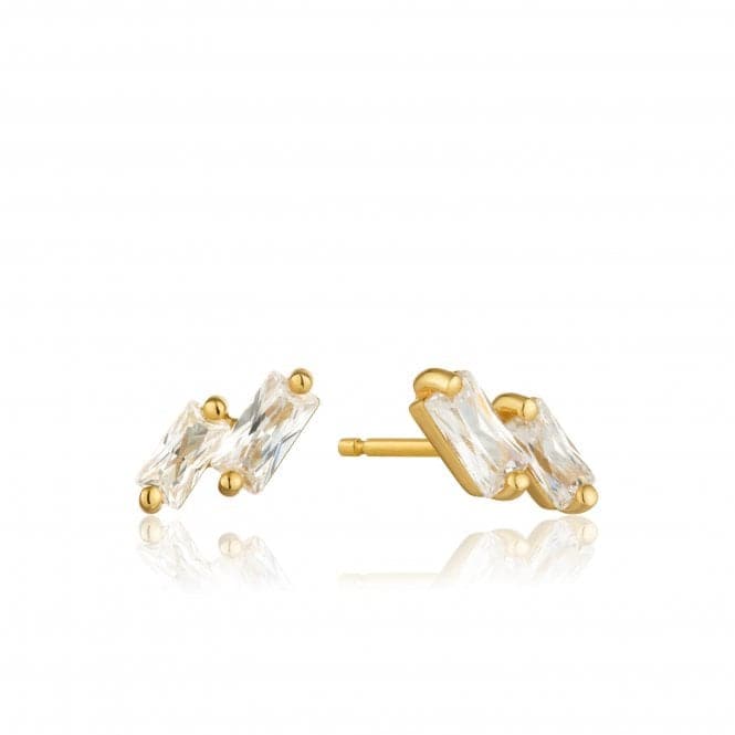 Sterling Silver Shiny Gold Plated Glow Stud Earrings E018 - 07GAnia HaieE018 - 07G