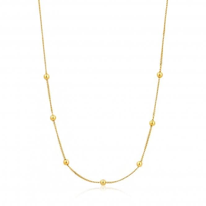 Sterling Silver Shiny Gold Plated Modern Beaded Necklace N002 - 03GAnia HaieN002 - 03G